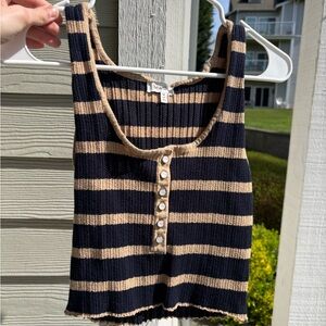 Heartloom Black & Tan Striped Ribbed Crop Tank